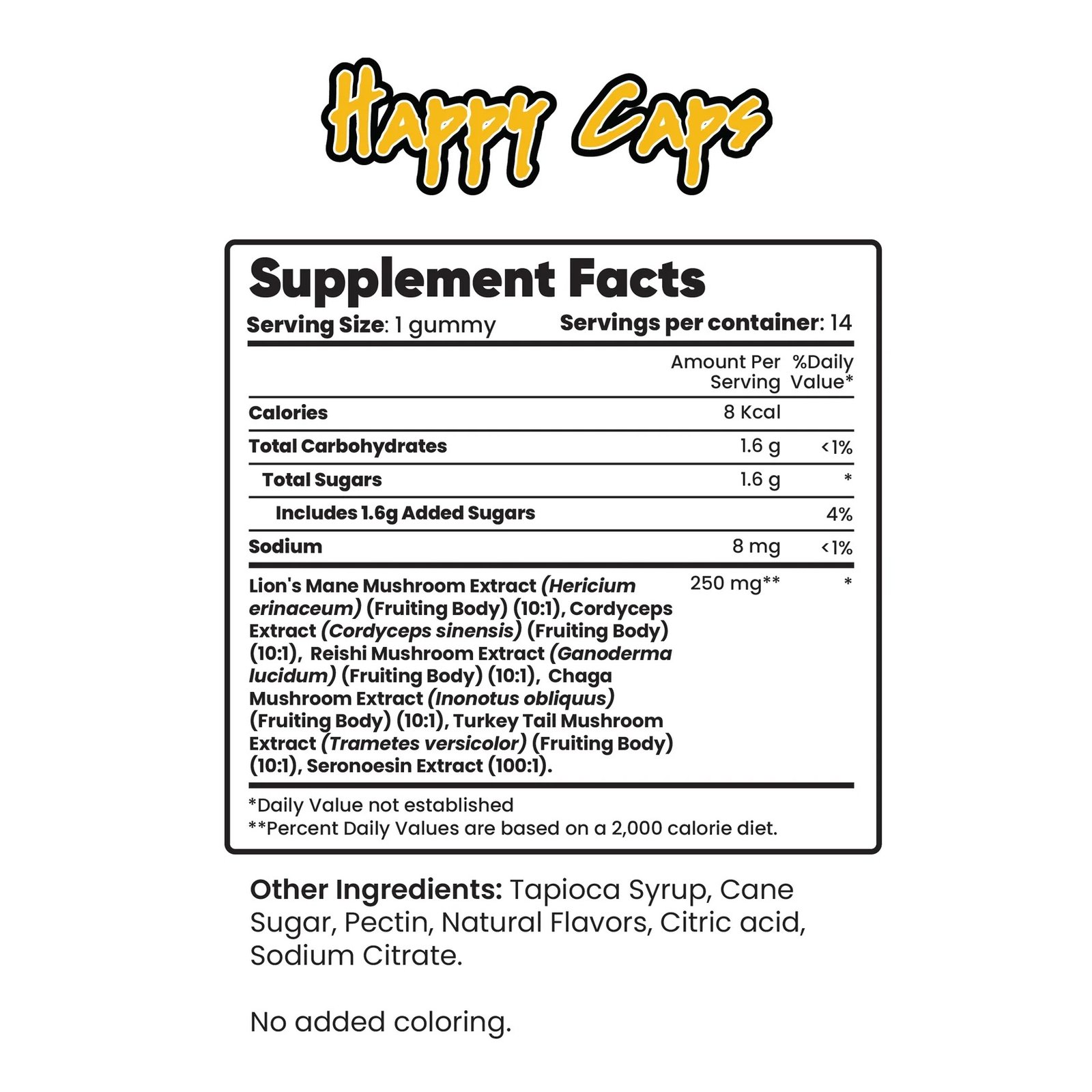 Road Trip Happy Caps x Road Trip Microdosed Mushroom Gummies Berry Blast 2 HappyCapsNutritionalPanel