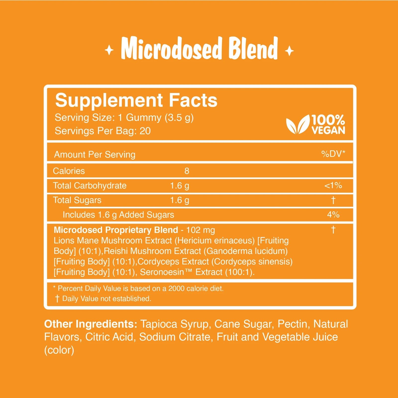 Road Trip Microdosed Mushroom Gummies Orange 2 MicrodosedNutritionalPanel