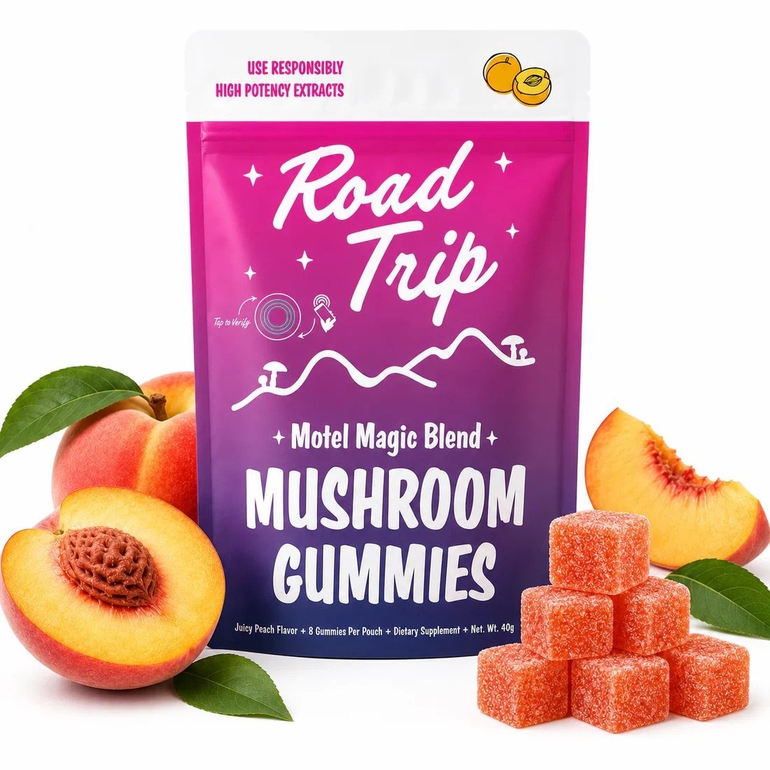 Road Trip Motel Magic Mushroom Gummies Juicy Peach 1 Motel Magic Juicy Peach