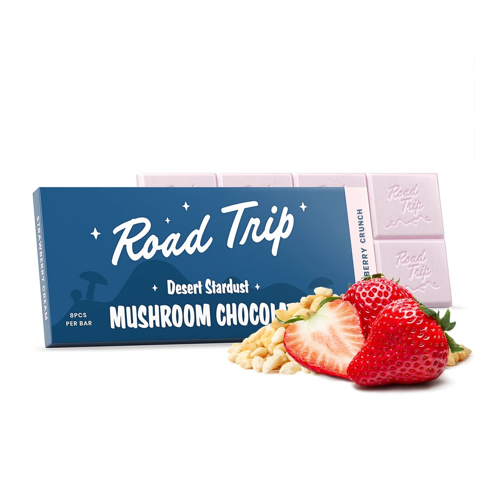 Road Trip Desert Stardust Mushroom Chocolate Bar - Strawberry Crunch 1 StrawberryCreamChocolateBar
