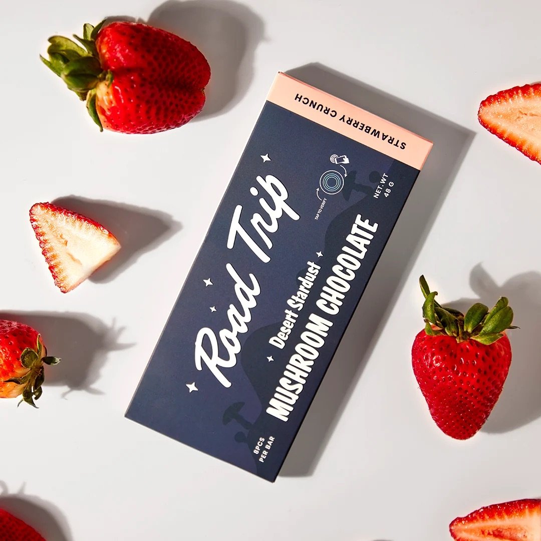 Road Trip Desert Stardust Mushroom Chocolate Bar - Strawberry Crunch 2 Strawberry Crunch Photo