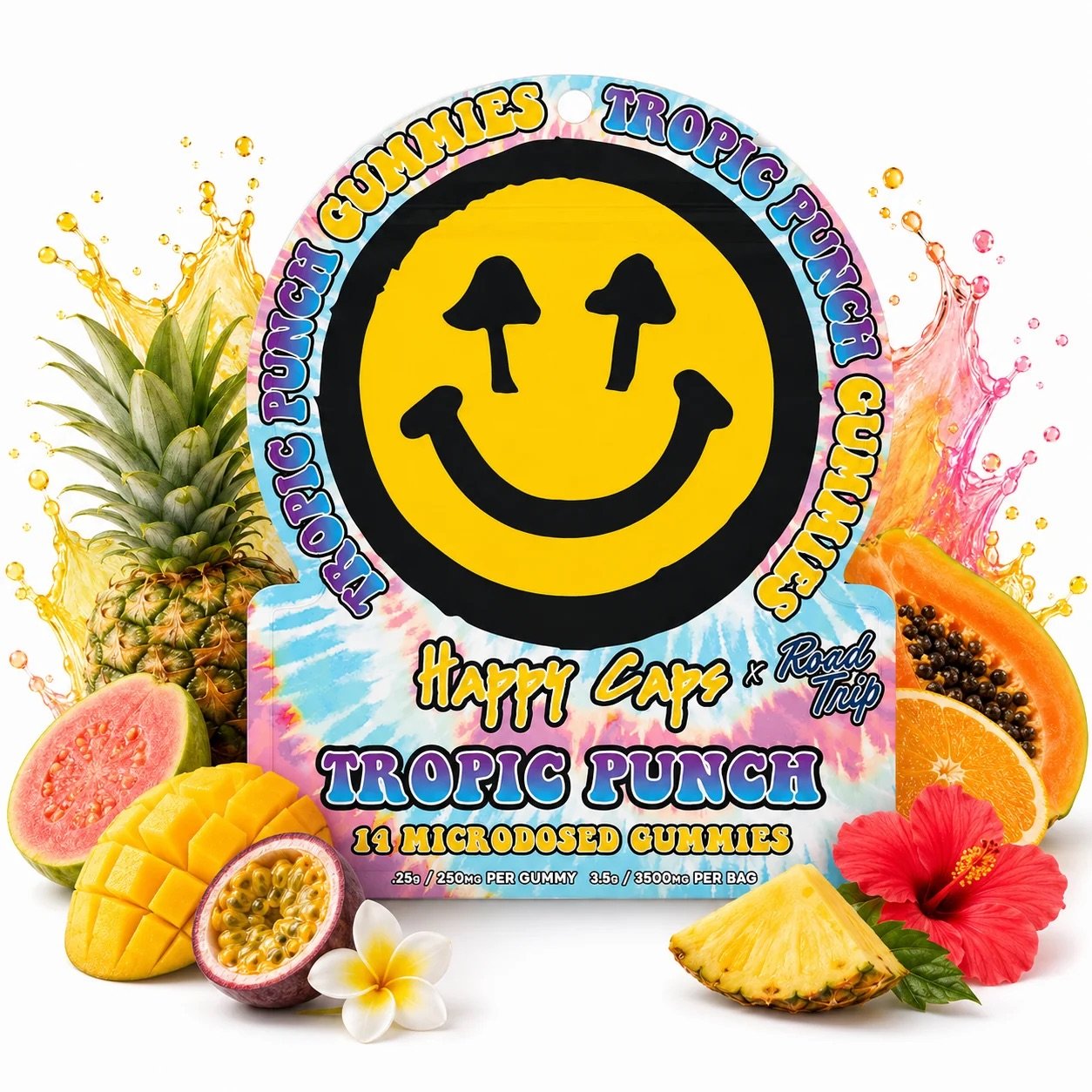 Road Trip Happy Caps x Road Trip Microdosed Mushroom Gummies Tropic Punch 1 Tropic Punch