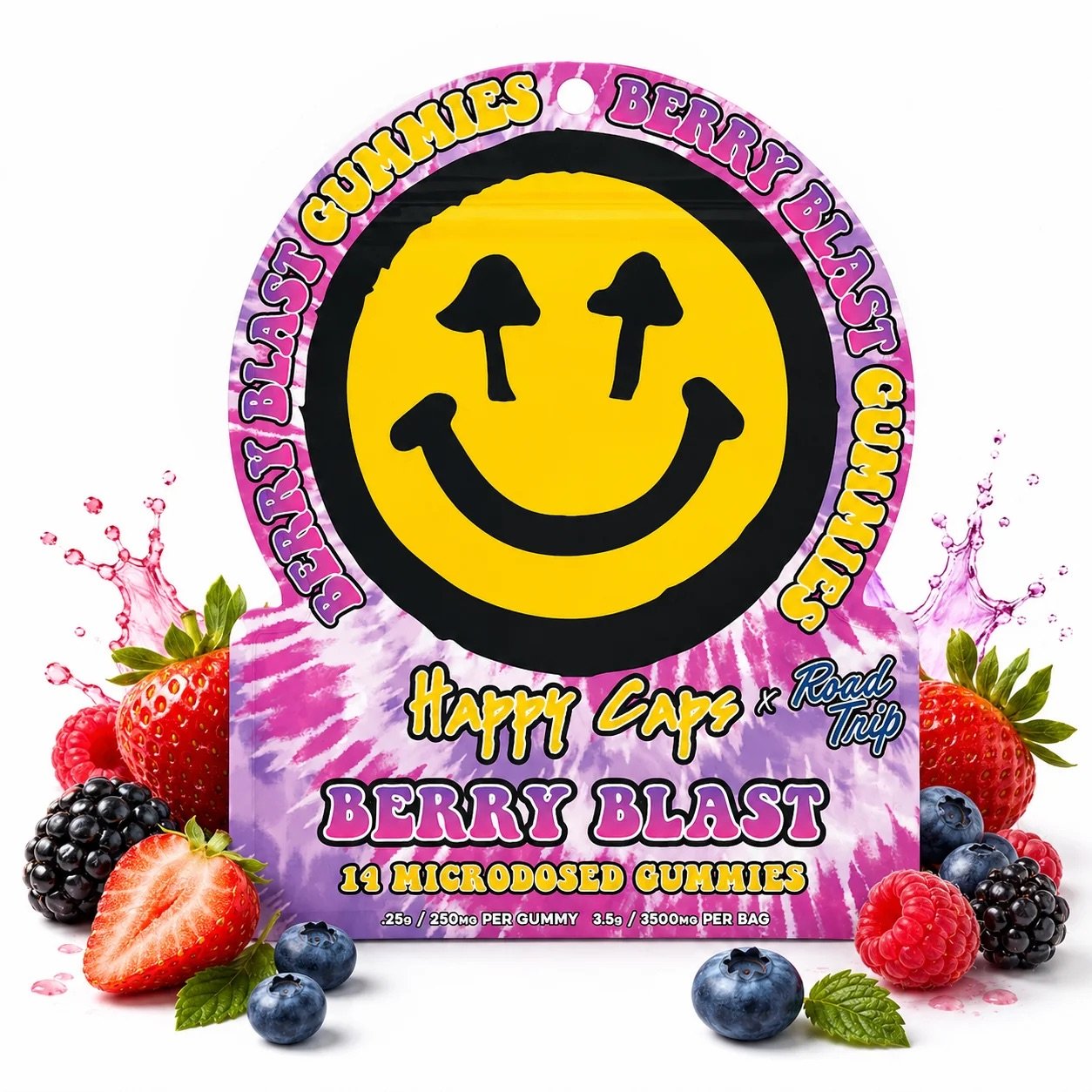 Road Trip Happy Caps x Road Trip Microdosed Mushroom Gummies Berry Blast 1 berry blast