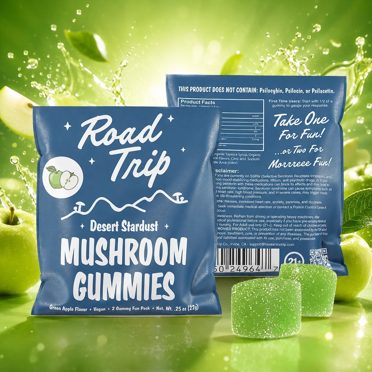 Road Trip Desert Stardust Mushroom Gummies - 2-Piece Sample Size Green Apple 1 dESERT sTADUST green apple sample