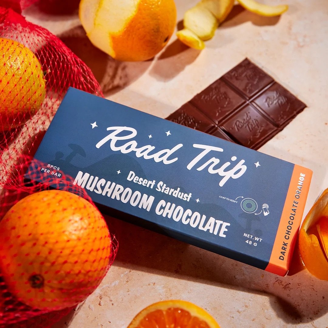 Road Trip Desert Stardust Mushroom Chocolate Bar - Dark Chocolate Orange 2 dark chocolate Orange