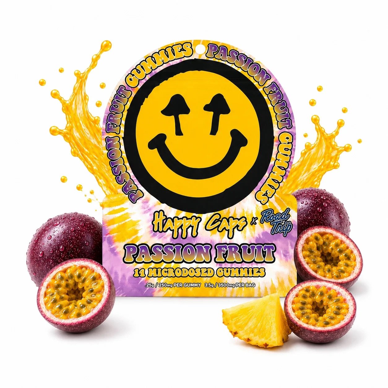 Road Trip Happy Caps x Road Trip Microdosed Mushroom Gummies Passion Fruit 1 passion fruit